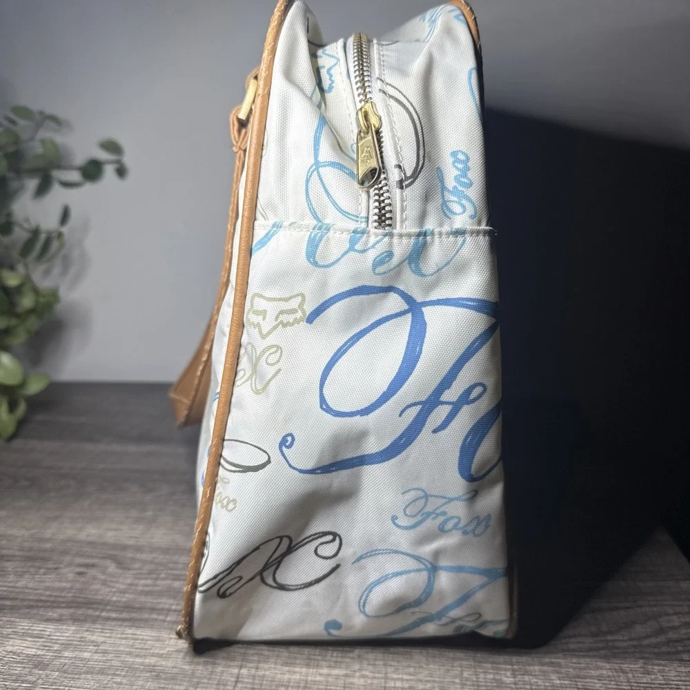 Vintage Y2K Fox Racing Duffle Bag Logo Print Nylon Travel Weekender Bag
